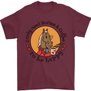 Camiseta ecuestre para hombre I Only Need Horses and Coffee 100 % algodón - Imagen 1 de 90