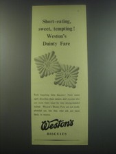 1949 Weston's Biscuits Ad - Short-eating, sweet, tempting! Weston's dainty fare