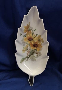 Mitterteich Bavaria Germany Leaf Shape Daisy Flower Candy Dish Gold Gild VTG - Picture 1 of 8
