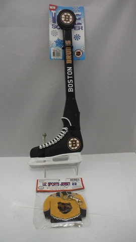 J.F. Sports Boston Bruins Hockey Ice Skate Ice Scraper and Lil' Sport Key Chain Cover