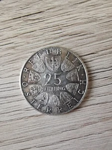 Silbermünze Österreich 25 Schilling 150 Jahre TH Wien 800/1000 - Bild 1 von 3