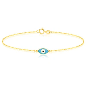Armband 9 kt Gelbgold blau Evil Eye (7,5") - Bild 1 von 6