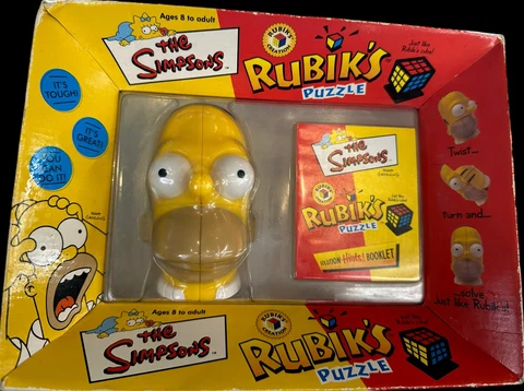 NEW 2001 The Simpsons RUBIKS Cube Puzzle Homer Vintage Shelf wear box Cover