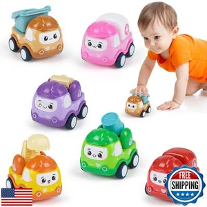 Baby Mini Car Toys for 1 Year Old Boy Gifts, 6 Sets Pull-Back Trucks for Todd - Picture 1 of 5