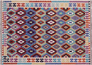 Reversible Flat Weave Kilim Wool On Wool Rug 6' 9" X 9' 9" - Q17553 - Bild 1 von 10