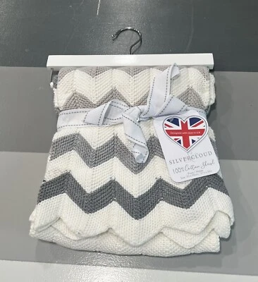 Mantón de algodón Silvercloud blanco/gris manta para cochecito Moisés y cuna 70x90 cm NUEVO Foto 1 de 3