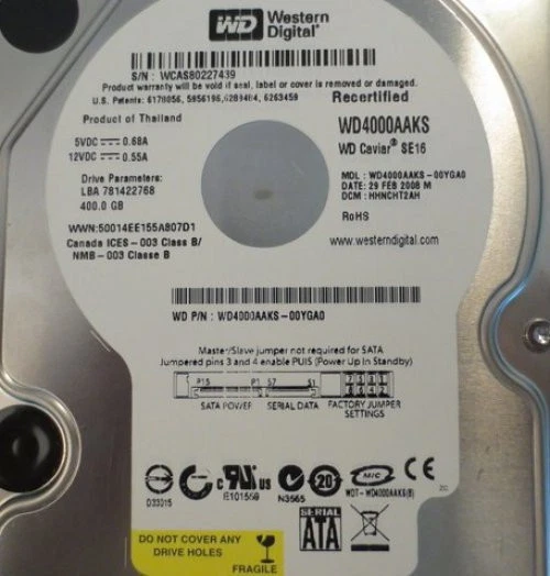 WD4000AAKS-00YGA0  400gb Sata Desktop Drive - Image 1 of 1