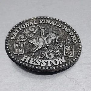 Hesston Vintage Metal Rodeo Belt Buckle 1988 National Finals NFR 6th Edition - Bild 1 von 11