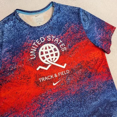 Nike Miller Team USA Mens Running Shirt Dri-Fit Blue Red Size XL FJ3411-635 - Image 1 of 4