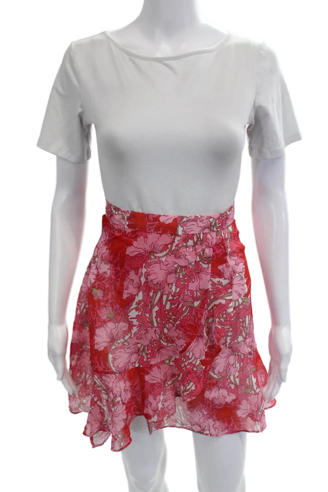 Minifalda Carven para mujer línea A rosa floral 100 % poliéster talla 34 Foto 1 de 4