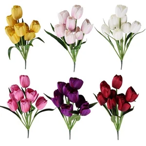 Realistische künstliche Tulpen mit 9 Köpfen für Zuhause und für Hochzeitsges - Picture 1 of 29