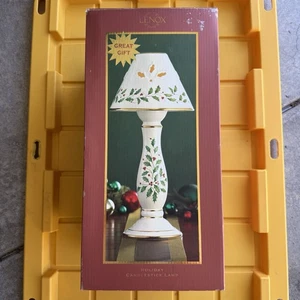 Lenox Lampada Candeliere Vacanze Natale Agrifoglio Berry Porcellana 14" Vintage - Foto 1 di 8