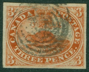 SG 8b Kolonie Kanada 1852-57.  3d braun-rot mit großem Wiedereinstieg. Fein gebraucht... - Bild 1 von 2
