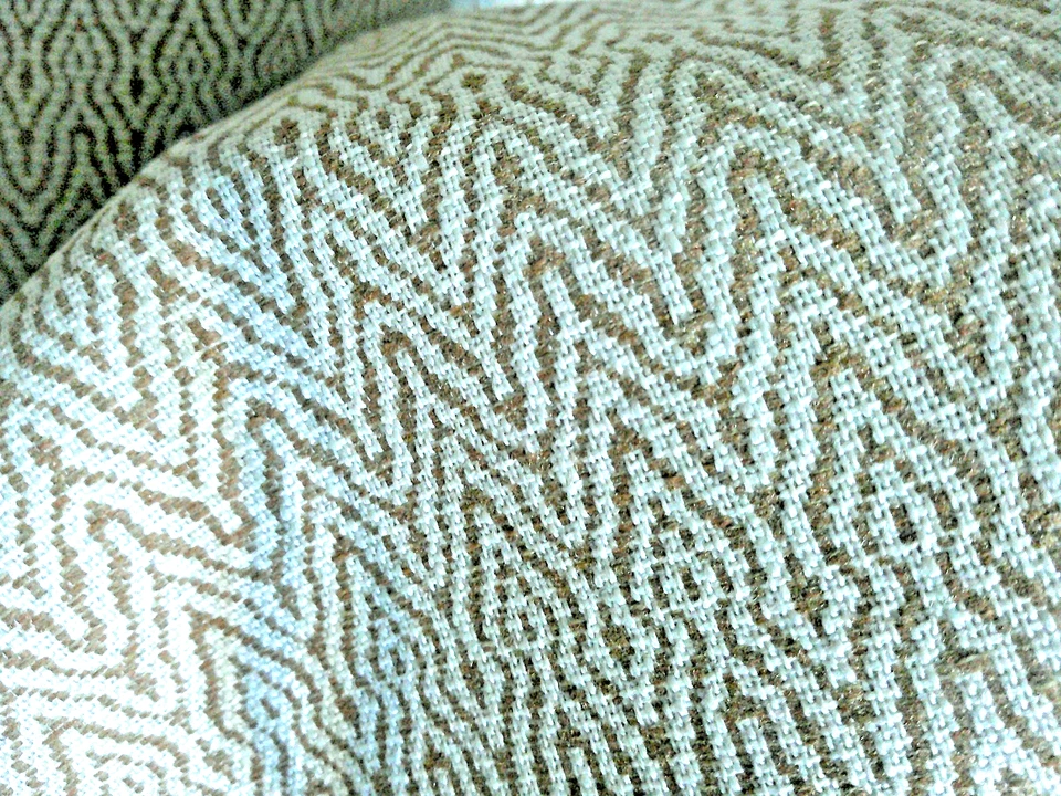 Fabricut "Soundtrack" Mini Chevron Cream/Gold Small Scale 3 Yards Crypton Woven - Image 1 of 4