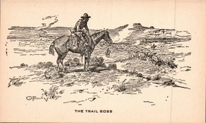 POSTKARTE CHARLIE RUSSELL "THE TRAILBOSS" - Bild 1 von 2