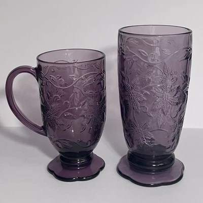 2 Copos de Ametista Princess House Fantasia / Caneca e Copo com Pé RARO, APOSENTADO - Imagem 1 de 4