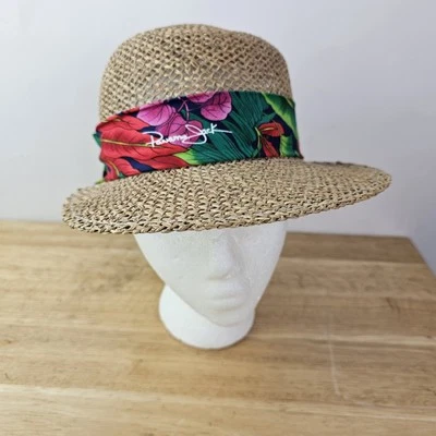 Panama Jack Women's Safari Sun Beach Hat Floral Straw Bandana Summer Vacation - Image 1 of 4