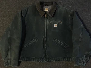 Vtg Carhartt Faded Distress J01 Detroit Jacket 56 Boxy Biker Trucker Grunge 90s - Picture 1 of 20
