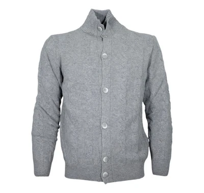 CASHMERE COMPANY Cárdigan Hombre Tejido A Trenza Slim Fit Color C25F19 Gris - Imagen 1 de 3
