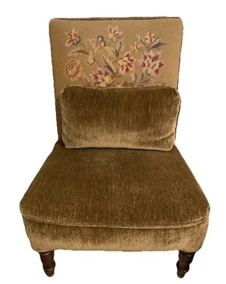 Antique Upholstered Needlework Slipper Chair/s Refurb. - Image 1 of 4