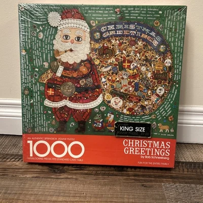 Vintage SEALED Springbok Christmas Greetings By Bob Schneeberg 1977 1000 Puzzle - Image 1 of 2