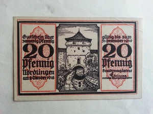 20 Pfennig Stadt Nördlingen, 1918 /1919 Notgeld, Gutschein - Bild 1 von 2