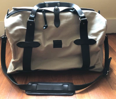 Bolso de Lona Filson Resistente Sarga Mediano Cordel Raro Brida Cuero Mango EE. UU.  Foto 1 de 4