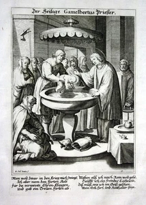 1715 Gamelbert Michaelsbuch Copperplate Engraving Saint Holy Icon Wheeler - Picture 1 of 1