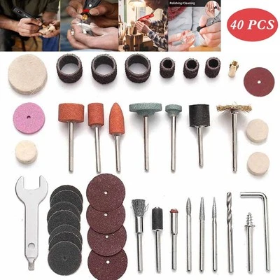 Rotary Tool Attachment Kit for Grinding Polishing 40pcs Mini Drill Accessories - Image 1 of 4