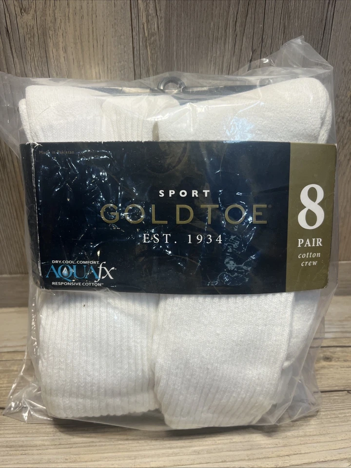 Gold Toe White 4-pairs Shoe Sz 7-12 Men Casual Crew Socks L11