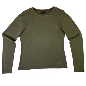 Patagonia Womens Long Sleeve 100% Organic Cotton Shirt Medium Green Outdoors Top - Picture 1 of 8