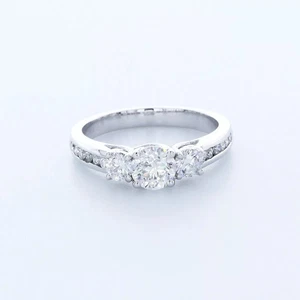 14K Gold 3 Steine Verlobungsring Rankgitter 1,50 ct rund Lab-gezüchtet Diamant D VS1 - Bild 1 von 11