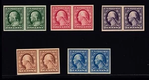 US 343-347 1c-5c Washington Franklin Unused Pairs VF OG NH SCV $395 (BB8) - Picture 1 of 2