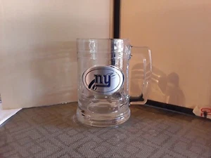 NY GIANTS Glass Mug - NFL Pewter Logo Beer Stein Mug - NFL Team Mug EC!! 3-27 - Picture 1 of 2