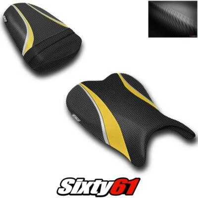 Cubierta de asiento delantera trasera negra amarilla Luimoto carbono Suzuki GSXR 600 750 2006 2007 Foto 1 de 4