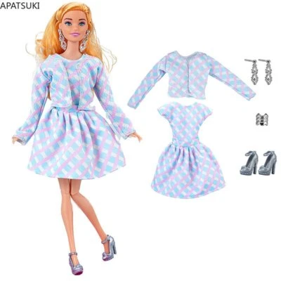 Film-Mode-Kleidungsset für Barbie Puppe Outfits Mantel Kleid Schuhe Armreif