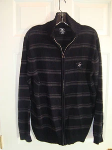 Cárdigan suéter Beverly Hills Polo Club para hombre acrílico negro/gris con cremallera L usado en excelente estado - Imagen 1 de 2