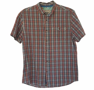 Piping Hot Shirt Size L Red Check Short Sleeve Pocket Contrast Trim Collar NWT - Picture 1 of 11