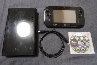 Nintendo WiiU　32GB Console & Gamepad & Splatoon　Black　WUP-101(01)　NTSC-J［B-19］ - Image 1 of 4