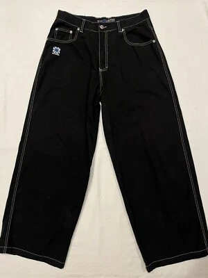 Pantalones de Skate De Colección Kik Wear Sueltos Pierna Ancha Negros Y2K Raver JNCO Para Hombres Talla 34x30 Foto 1 de 4