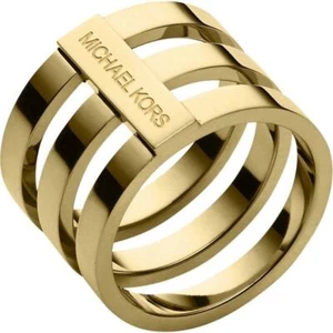 NEW MICHAEL KORS POLISHED GOLD TONE TRI-STACK WIDE BARREL RING BAND MKJ4053 - Picture 1 of 4