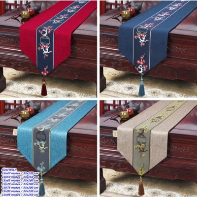 Table Runner with Tassels Chinese Style Floral Kitchen Dining Room Home New - Image 1 of 4