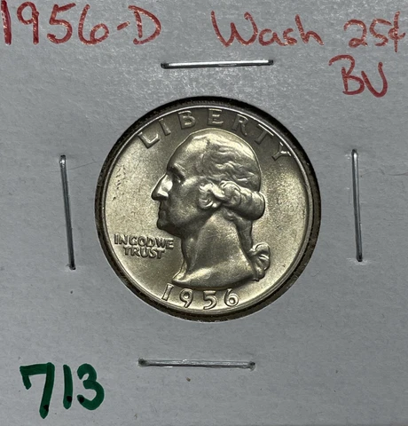 1956-D  Washington Quarters 25c BU Brilliant Uncirculated Cover