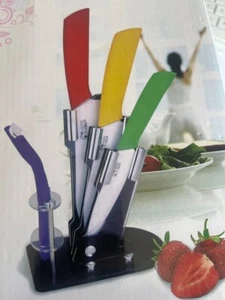 Ceramic Knives Set For Kitchen 3 Knives, Y Peeler, Knife Holder - Picture 1 of 3
