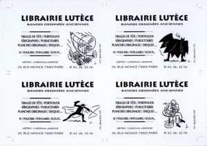 STANISLAS 4 CARTES DE VISITE LIBRAIREI LUTÈCE EN AMALGAME AVEC TRAIT DE COUPE - Picture 1 of 1