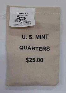 2002 P Indiana Unopened State Quarter Bag $25 (100 Coin) US Mint "BU"! - Picture 1 of 4