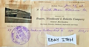 1919 Bonham Texas Rogers, Woodward & Roberts Co. billhead photo image - Picture 1 of 1