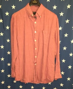 J. Peterman Raspberry Pink Safari Shirt - long sleeve 100% Linen, Shell Button - Picture 1 of 5