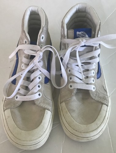 Top VANS Off The Wall bianco pelle scamosciata blu UK 2 5