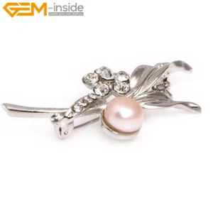 Spilla donna perle d'acqua dolce per donna cristallo strass spilla gioielli matrimonio - Foto 1 di 24
